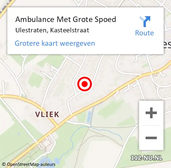 Locatie op kaart van de 112 melding: Ambulance Met Grote Spoed Naar Ulestraten, Kasteelstraat op 25 januari 2015 13:49