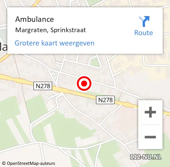 Locatie op kaart van de 112 melding: Ambulance Margraten, Sprinkstraat op 25 januari 2015 14:03