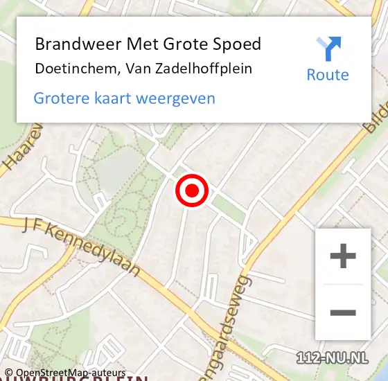 Locatie op kaart van de 112 melding: Brandweer Met Grote Spoed Naar Doetinchem, Van Zadelhoffplein op 25 januari 2015 14:10