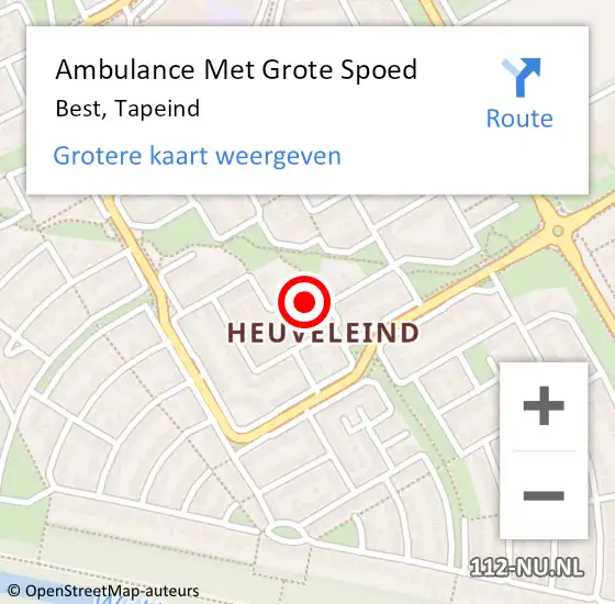 Locatie op kaart van de 112 melding: Ambulance Met Grote Spoed Naar Best, Tapeind op 25 januari 2015 14:24