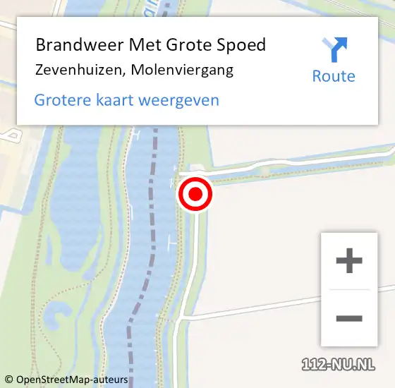 Locatie op kaart van de 112 melding: Brandweer Met Grote Spoed Naar Zevenhuizen, Molenviergang op 25 januari 2015 14:44