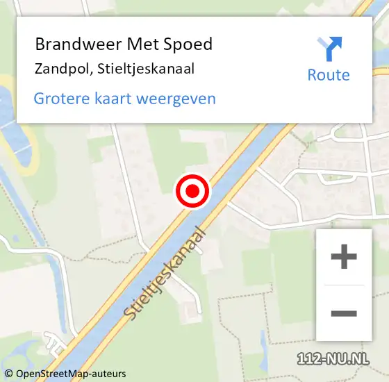 Locatie op kaart van de 112 melding: Brandweer Met Spoed Naar Zandpol, Stieltjeskanaal op 25 januari 2015 14:45