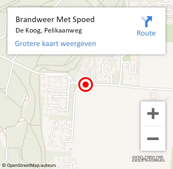 Locatie op kaart van de 112 melding: Brandweer Met Spoed Naar De Koog, Pelikaanweg op 25 januari 2015 14:58