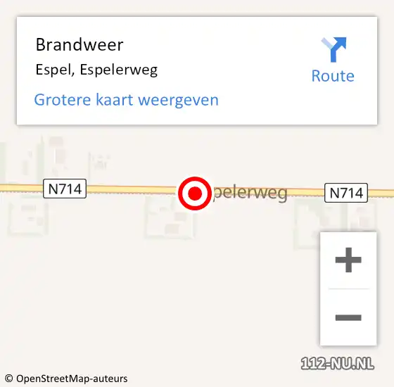 Locatie op kaart van de 112 melding: Brandweer Espel, Espelerweg op 28 oktober 2013 12:11