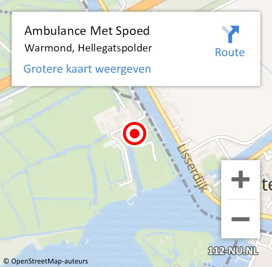 Locatie op kaart van de 112 melding: Ambulance Met Spoed Naar Warmond, Hellegatspolder op 25 januari 2015 15:30