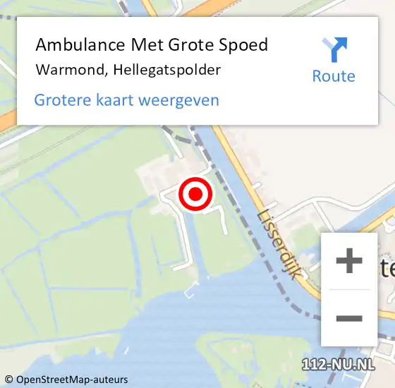Locatie op kaart van de 112 melding: Ambulance Met Grote Spoed Naar Warmond, Hellegatspolder op 25 januari 2015 15:31
