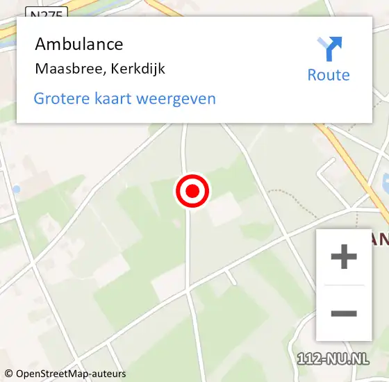 Locatie op kaart van de 112 melding: Ambulance Maasbree, Kerkdijk op 25 januari 2015 15:32