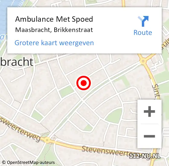 Locatie op kaart van de 112 melding: Ambulance Met Spoed Naar Maasbracht, Brikkenstraat op 25 januari 2015 15:36