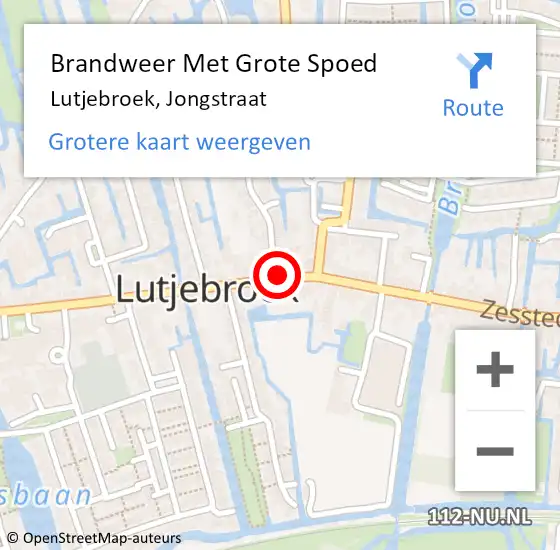 Locatie op kaart van de 112 melding: Brandweer Met Grote Spoed Naar Lutjebroek, Jongstraat op 25 januari 2015 16:03