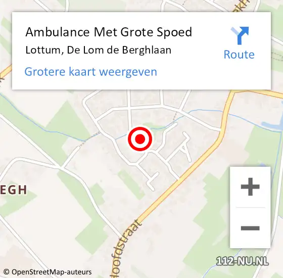 Locatie op kaart van de 112 melding: Ambulance Met Grote Spoed Naar Lottum, De Lom de Berghlaan op 25 januari 2015 16:08