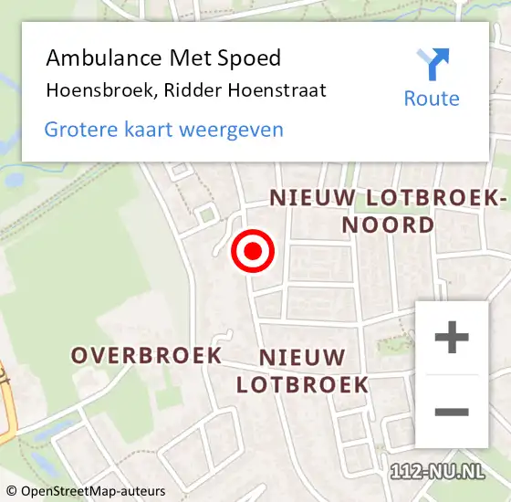 Locatie op kaart van de 112 melding: Ambulance Met Spoed Naar Hoensbroek, Ridder Hoenstraat op 25 januari 2015 16:15