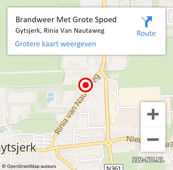 Locatie op kaart van de 112 melding: Brandweer Met Grote Spoed Naar Gytsjerk, Rinia Van Nautaweg op 28 oktober 2013 12:12