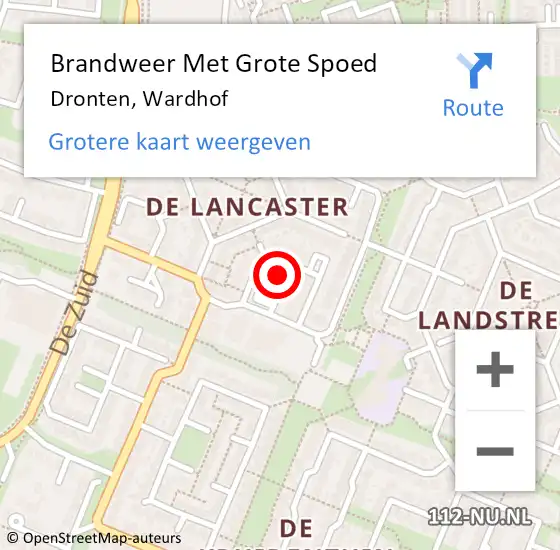 Locatie op kaart van de 112 melding: Brandweer Met Grote Spoed Naar Dronten, Wardhof op 28 oktober 2013 12:12