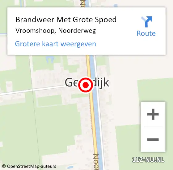 Locatie op kaart van de 112 melding: Brandweer Met Grote Spoed Naar Vroomshoop, Noorderweg op 25 januari 2015 17:05