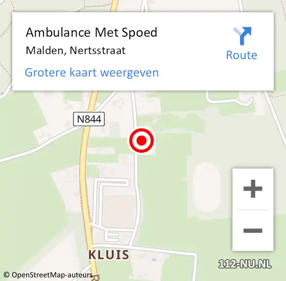 Locatie op kaart van de 112 melding: Ambulance Met Spoed Naar Malden, Nertsstraat op 25 januari 2015 17:16