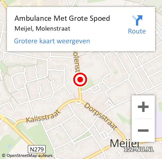 Locatie op kaart van de 112 melding: Ambulance Met Grote Spoed Naar Meijel, Molenstraat op 25 januari 2015 17:21