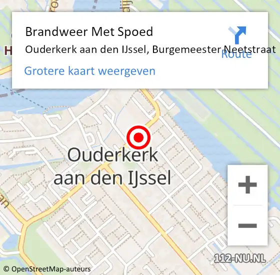 Locatie op kaart van de 112 melding: Brandweer Met Spoed Naar Ouderkerk aan den IJssel, Burgemeester Neetstraat op 25 januari 2015 17:23