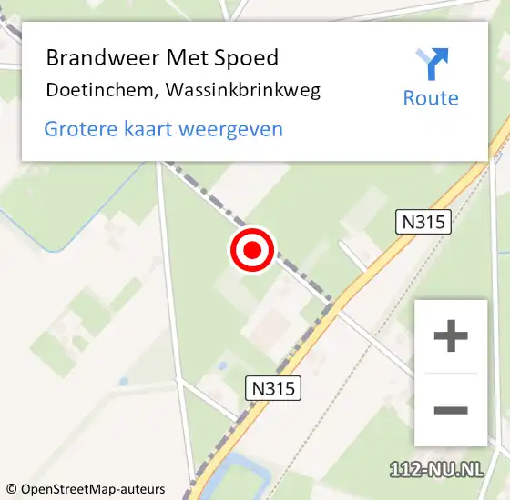 Locatie op kaart van de 112 melding: Brandweer Met Spoed Naar Doetinchem, Wassinkbrinkweg op 28 oktober 2013 12:13