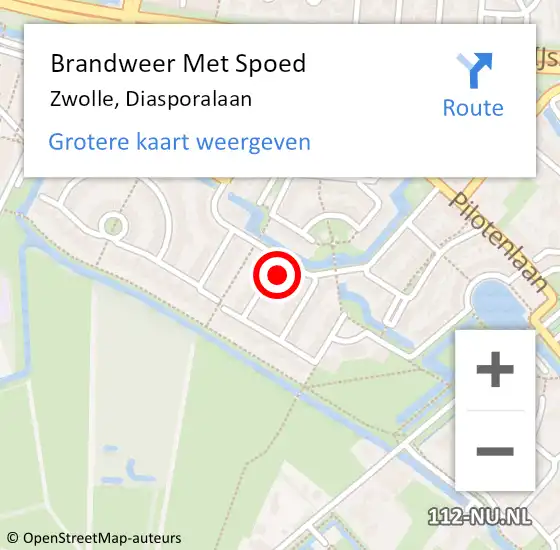 Locatie op kaart van de 112 melding: Brandweer Met Spoed Naar Zwolle, Diasporalaan op 28 oktober 2013 12:14