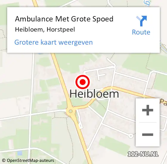 Locatie op kaart van de 112 melding: Ambulance Met Grote Spoed Naar Heibloem, Horstpeel op 25 januari 2015 19:10