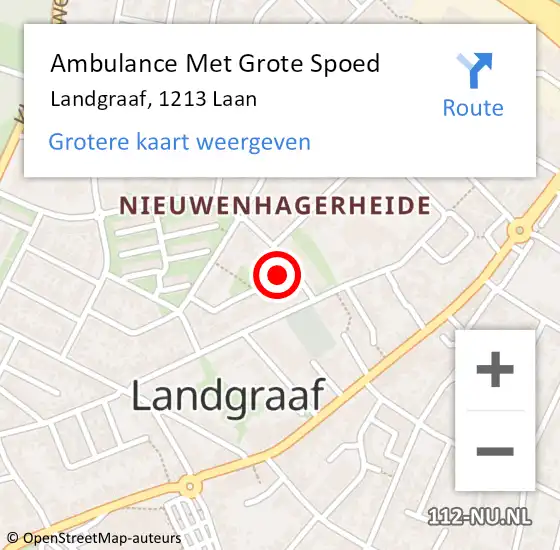 Locatie op kaart van de 112 melding: Ambulance Met Grote Spoed Naar Landgraaf, 1213 Laan op 25 januari 2015 19:39