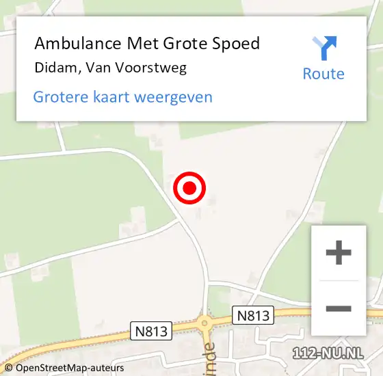 Locatie op kaart van de 112 melding: Ambulance Met Grote Spoed Naar Didam, Van Voorstweg op 25 januari 2015 19:39