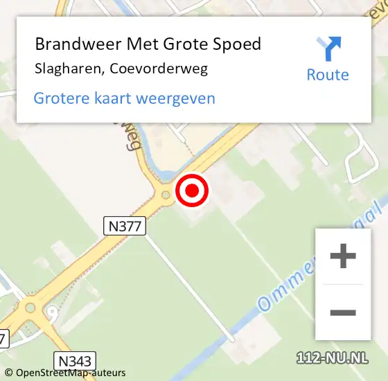 Locatie op kaart van de 112 melding: Brandweer Met Grote Spoed Naar Slagharen, Coevorderweg op 28 oktober 2013 12:15