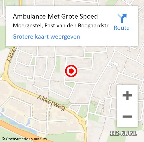 Locatie op kaart van de 112 melding: Ambulance Met Grote Spoed Naar Moergestel, Past van den Boogaardstr op 25 januari 2015 20:22