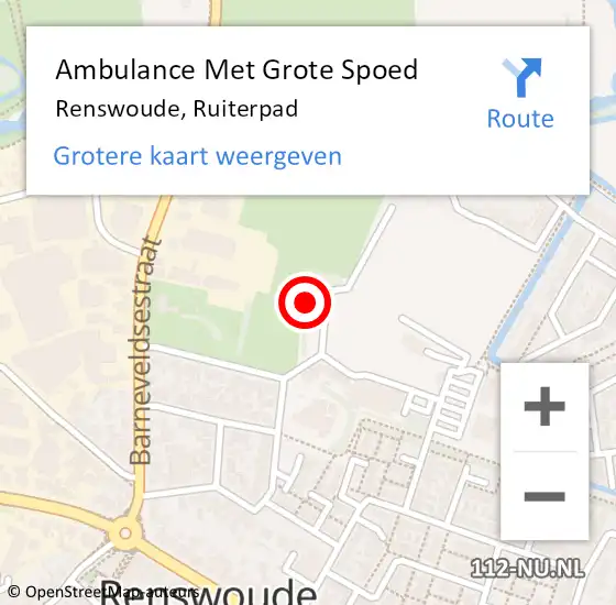 Locatie op kaart van de 112 melding: Ambulance Met Grote Spoed Naar Renswoude, Ruiterpad op 25 januari 2015 20:46