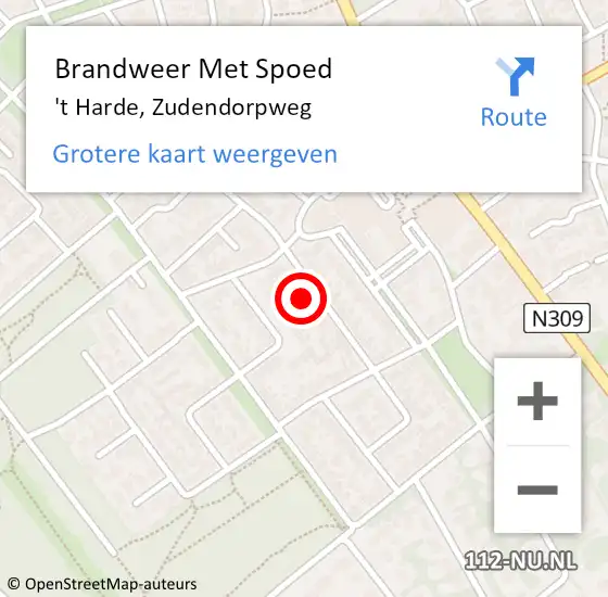 Locatie op kaart van de 112 melding: Brandweer Met Spoed Naar 't Harde, Zudendorpweg op 28 oktober 2013 12:16