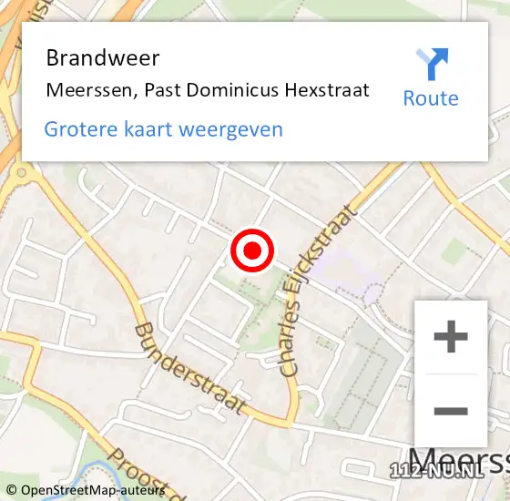 Locatie op kaart van de 112 melding: Brandweer Meerssen, Past Dominicus Hexstraat op 25 januari 2015 22:07