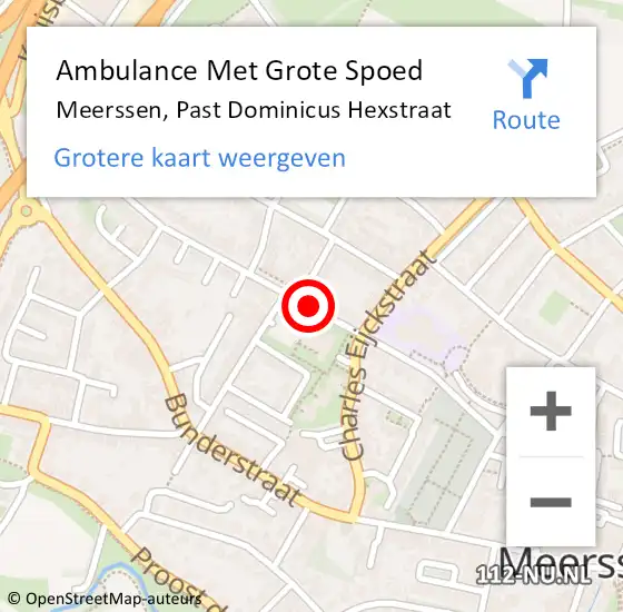 Locatie op kaart van de 112 melding: Ambulance Met Grote Spoed Naar Meerssen, Past Dominicus Hexstraat op 25 januari 2015 22:22