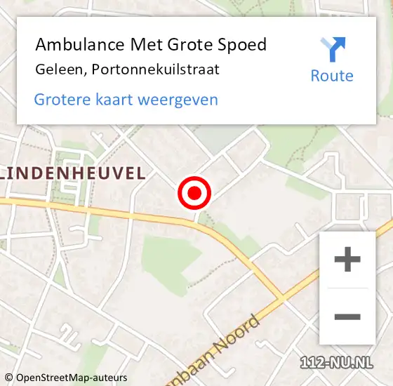 Locatie op kaart van de 112 melding: Ambulance Met Grote Spoed Naar Geleen, Portonnekuilstraat op 25 januari 2015 22:40