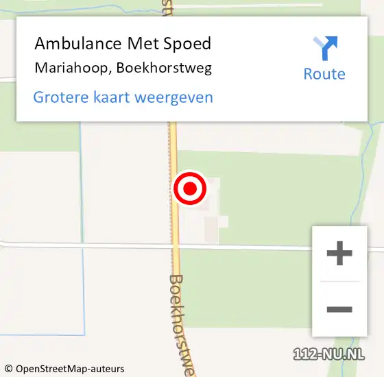 Locatie op kaart van de 112 melding: Ambulance Met Spoed Naar Mariahoop, Boekhorstweg op 25 januari 2015 22:45