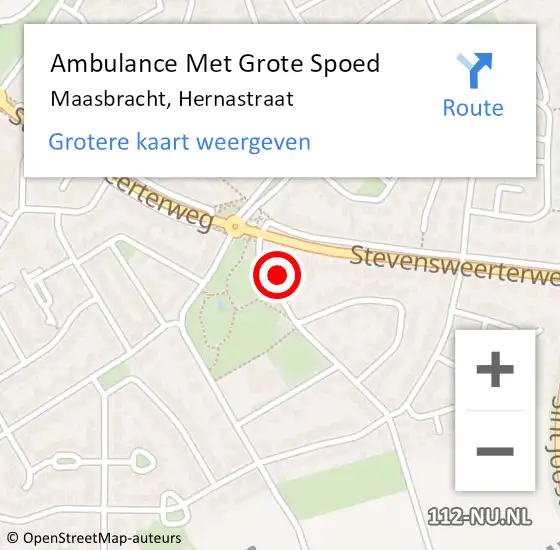 Locatie op kaart van de 112 melding: Ambulance Met Grote Spoed Naar Maasbracht, Hernastraat op 25 januari 2015 22:47