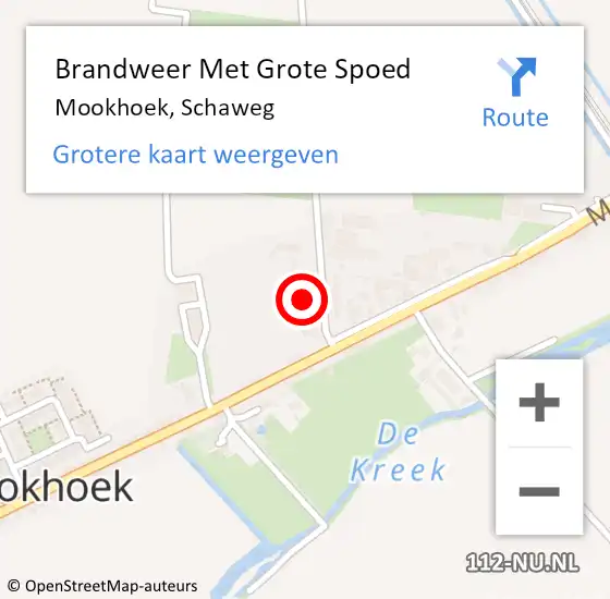 Locatie op kaart van de 112 melding: Brandweer Met Grote Spoed Naar Mookhoek, Schaweg op 25 januari 2015 23:54