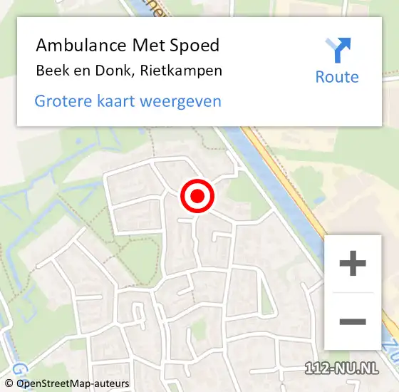 Locatie op kaart van de 112 melding: Ambulance Met Spoed Naar Beek en Donk, Rietkampen op 26 januari 2015 00:05