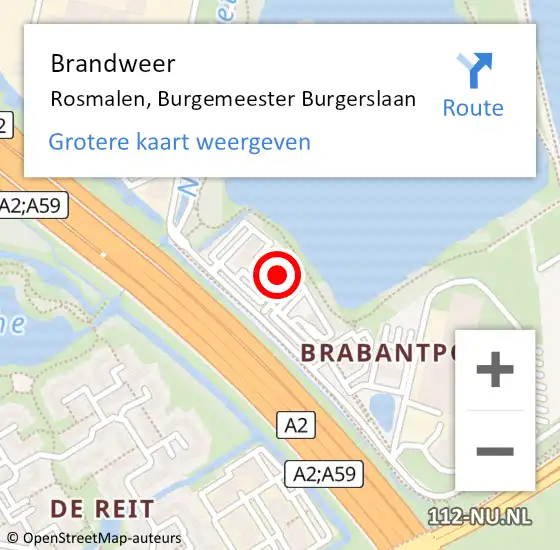 Locatie op kaart van de 112 melding: Brandweer Rosmalen, Burgemeester Burgerslaan op 26 januari 2015 00:12