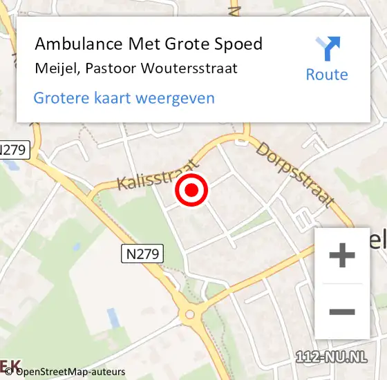 Locatie op kaart van de 112 melding: Ambulance Met Grote Spoed Naar Meijel, Pastoor Woutersstraat op 26 januari 2015 00:16