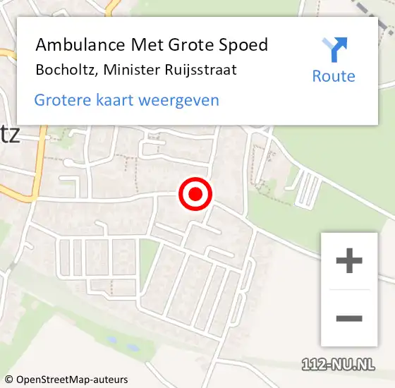 Locatie op kaart van de 112 melding: Ambulance Met Grote Spoed Naar Bocholtz, Minister Ruijsstraat op 26 januari 2015 01:47