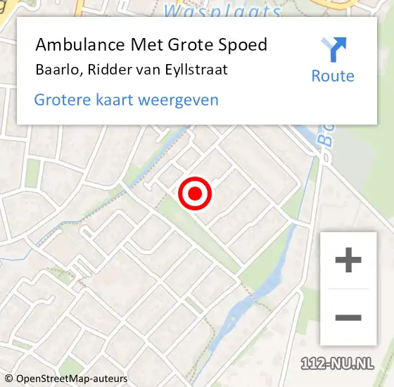 Locatie op kaart van de 112 melding: Ambulance Met Grote Spoed Naar Baarlo, Ridder van Eyllstraat op 26 januari 2015 01:47