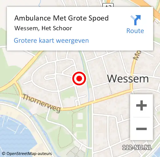 Locatie op kaart van de 112 melding: Ambulance Met Grote Spoed Naar Wessem, Het Schoor op 26 januari 2015 02:12