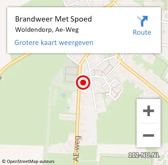 Locatie op kaart van de 112 melding: Brandweer Met Spoed Naar Woldendorp, Ae-Weg op 28 oktober 2013 12:20