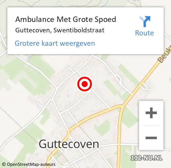 Locatie op kaart van de 112 melding: Ambulance Met Grote Spoed Naar Guttecoven, Swentiboldstraat op 26 januari 2015 02:35