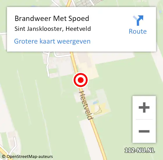 Locatie op kaart van de 112 melding: Brandweer Met Spoed Naar Sint Jansklooster, Heetveld op 28 oktober 2013 12:20