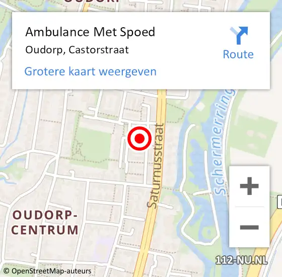 Locatie op kaart van de 112 melding: Ambulance Met Spoed Naar Oudorp, Castorstraat op 26 januari 2015 03:01