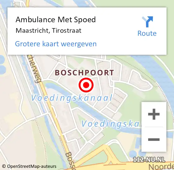 Locatie op kaart van de 112 melding: Ambulance Met Spoed Naar Maastricht, Tirostraat op 26 januari 2015 03:14