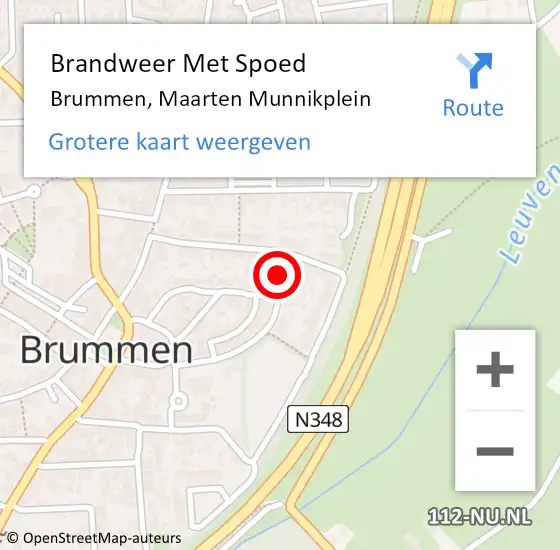 Locatie op kaart van de 112 melding: Brandweer Met Spoed Naar Brummen, Maarten Munnikplein op 28 oktober 2013 12:21