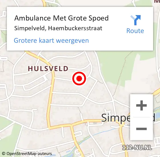 Locatie op kaart van de 112 melding: Ambulance Met Grote Spoed Naar Simpelveld, Haembuckersstraat op 26 januari 2015 04:04