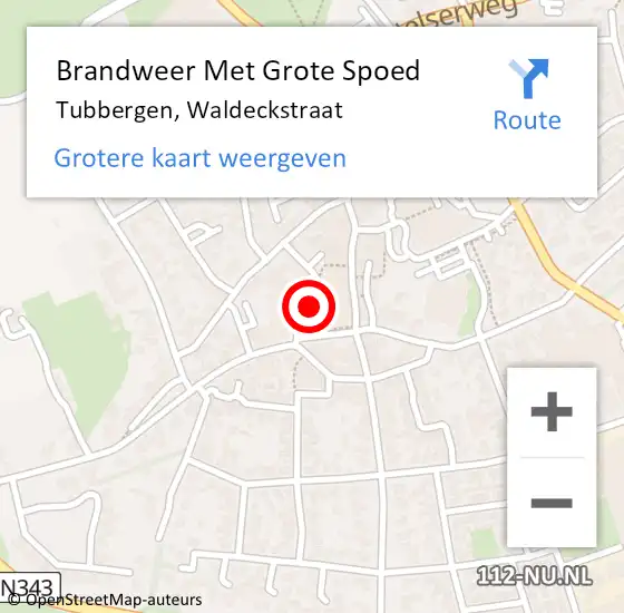 Locatie op kaart van de 112 melding: Brandweer Met Grote Spoed Naar Tubbergen, Waldeckstraat op 26 januari 2015 04:09